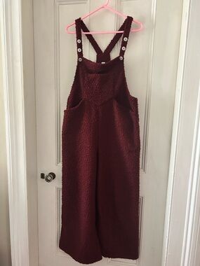 HALARA Burgundy Teddy Overalls Jumpsuit